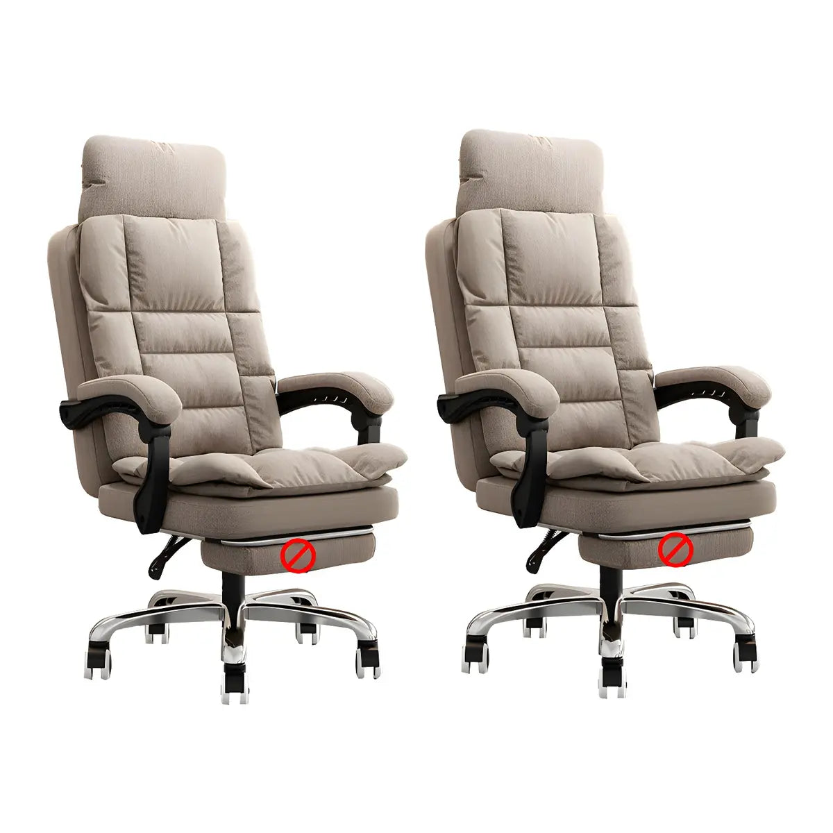 Modern High-Back Linen Swivel Ergonomic Office Chair Image - 26