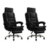 Modern High-Back Linen Swivel Ergonomic Office Chair Image - 36