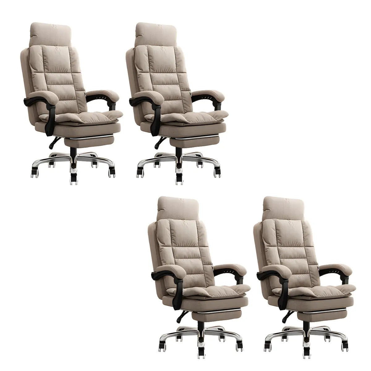 Modern High-Back Linen Swivel Ergonomic Office Chair Image - 47