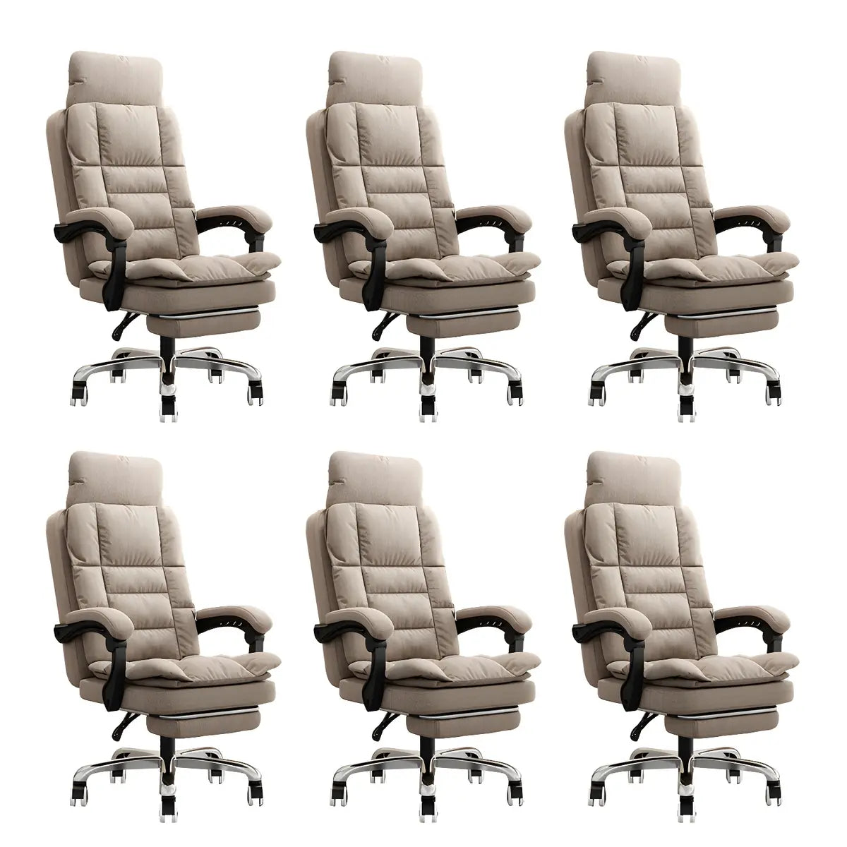 Modern High-Back Linen Swivel Ergonomic Office Chair Image - 48