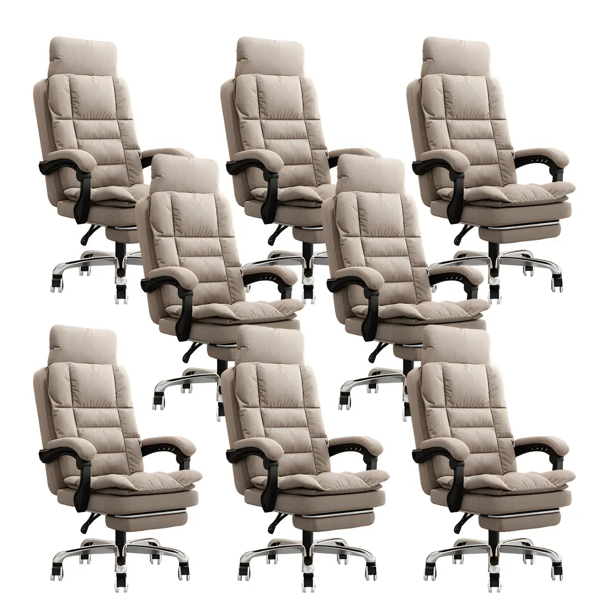 Modern High-Back Linen Swivel Ergonomic Office Chair Image - 49