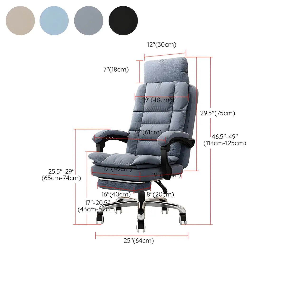 Modern High-Back Linen Swivel Ergonomic Office Chair 