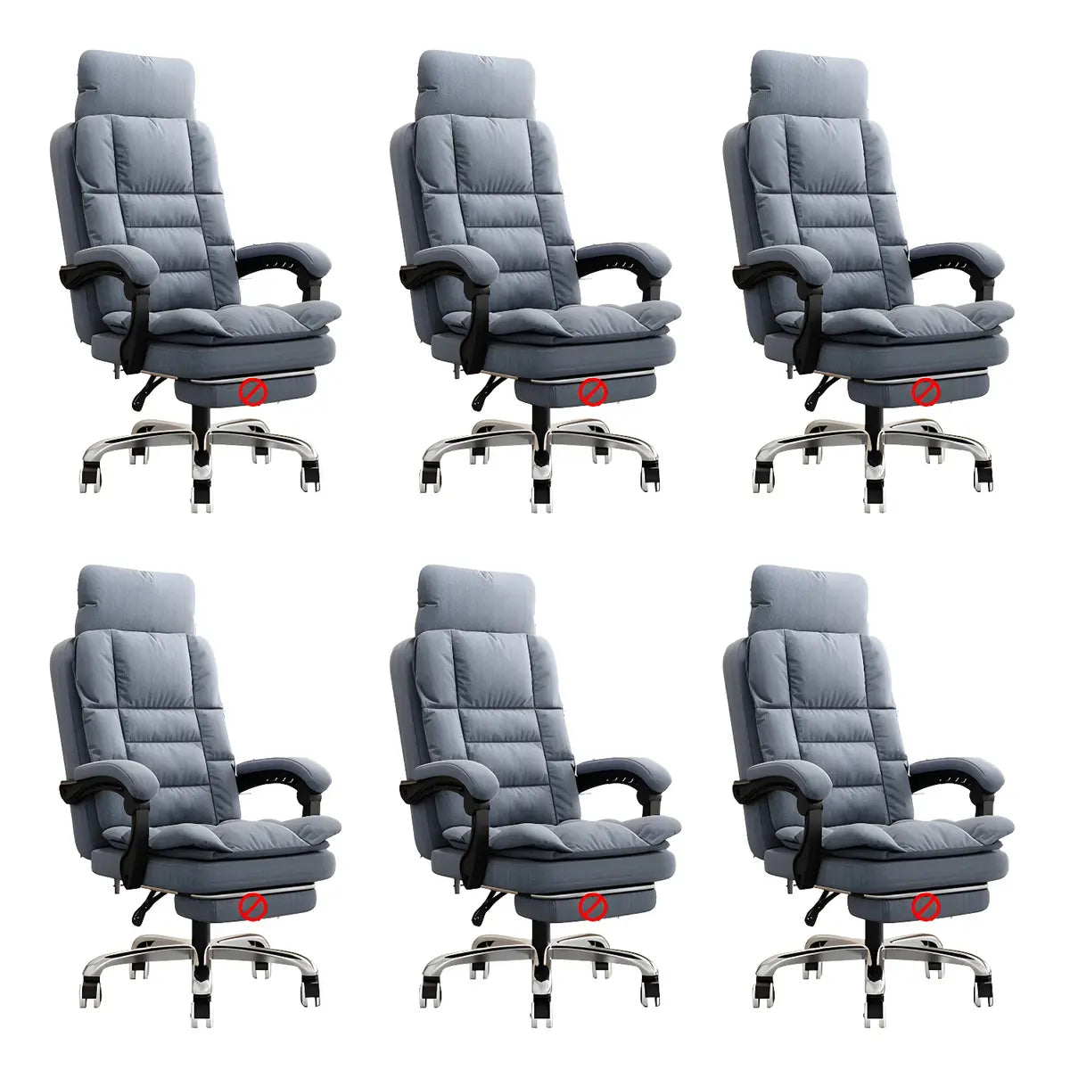 Modern High-Back Linen Swivel Ergonomic Office Chair Image - 7