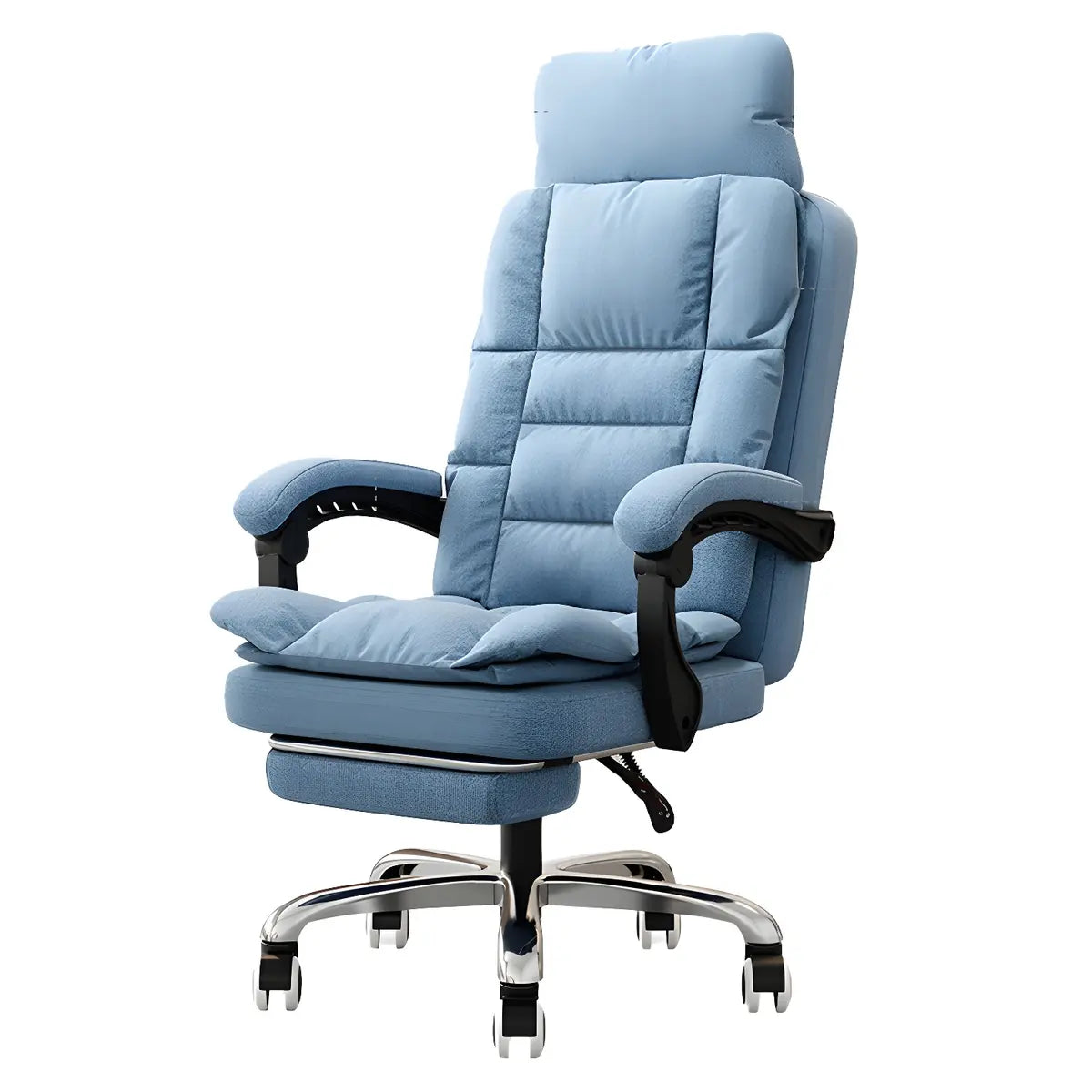 Modern High-Back Linen Swivel Ergonomic Office Chair Image - 9