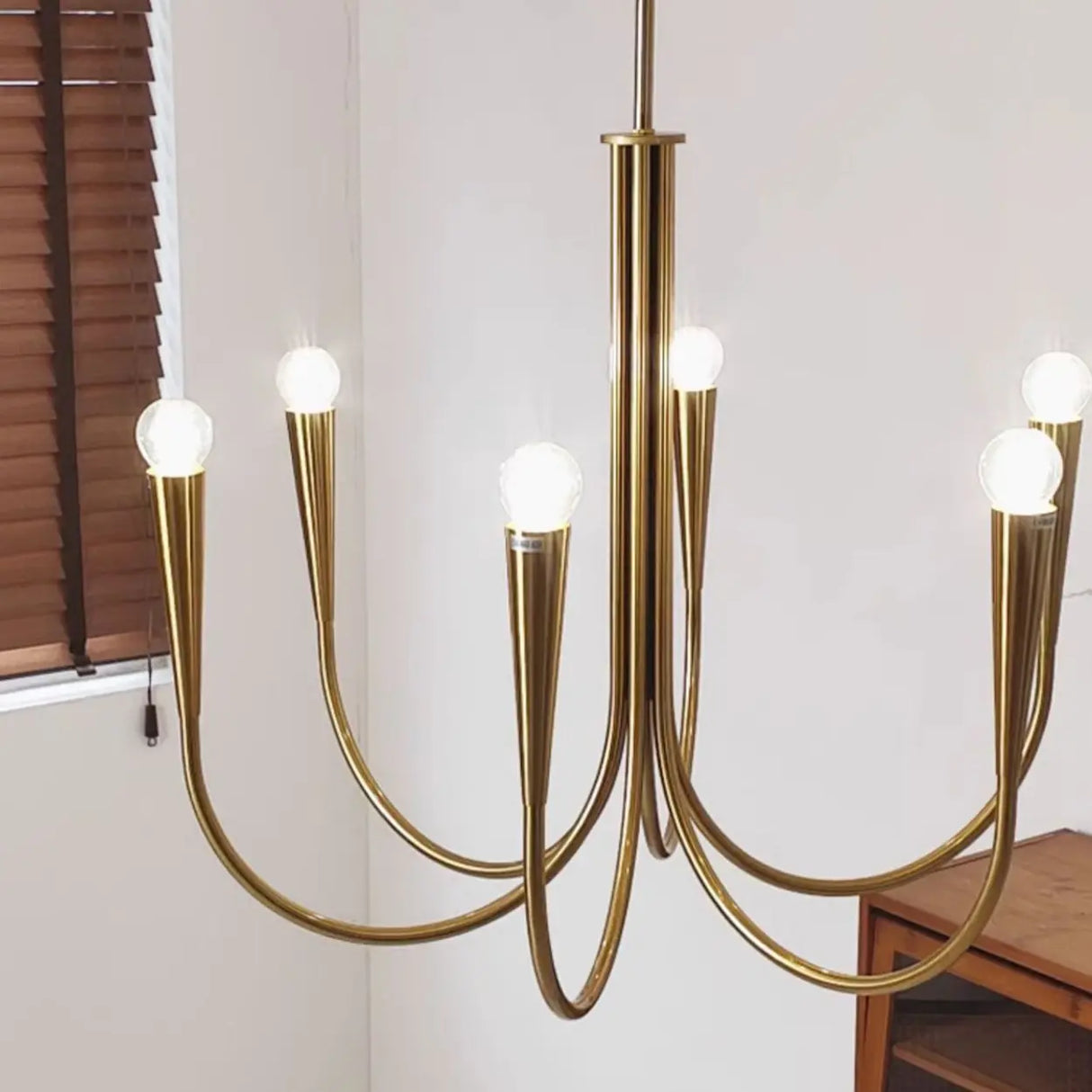 Modern Hook Gold Classic Dining Room  8-Bulb Chandelier Image - 15