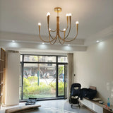 Modern Hook Gold Classic Dining Room  8-Bulb Chandelier Image - 2