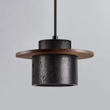 Modern Industrial Black Stone Cylinder Pendant Light Image - 11