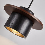 Modern Industrial Black Stone Cylinder Pendant Light Image - 12