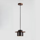 Modern Industrial Black Stone Cylinder Pendant Light Image - 2