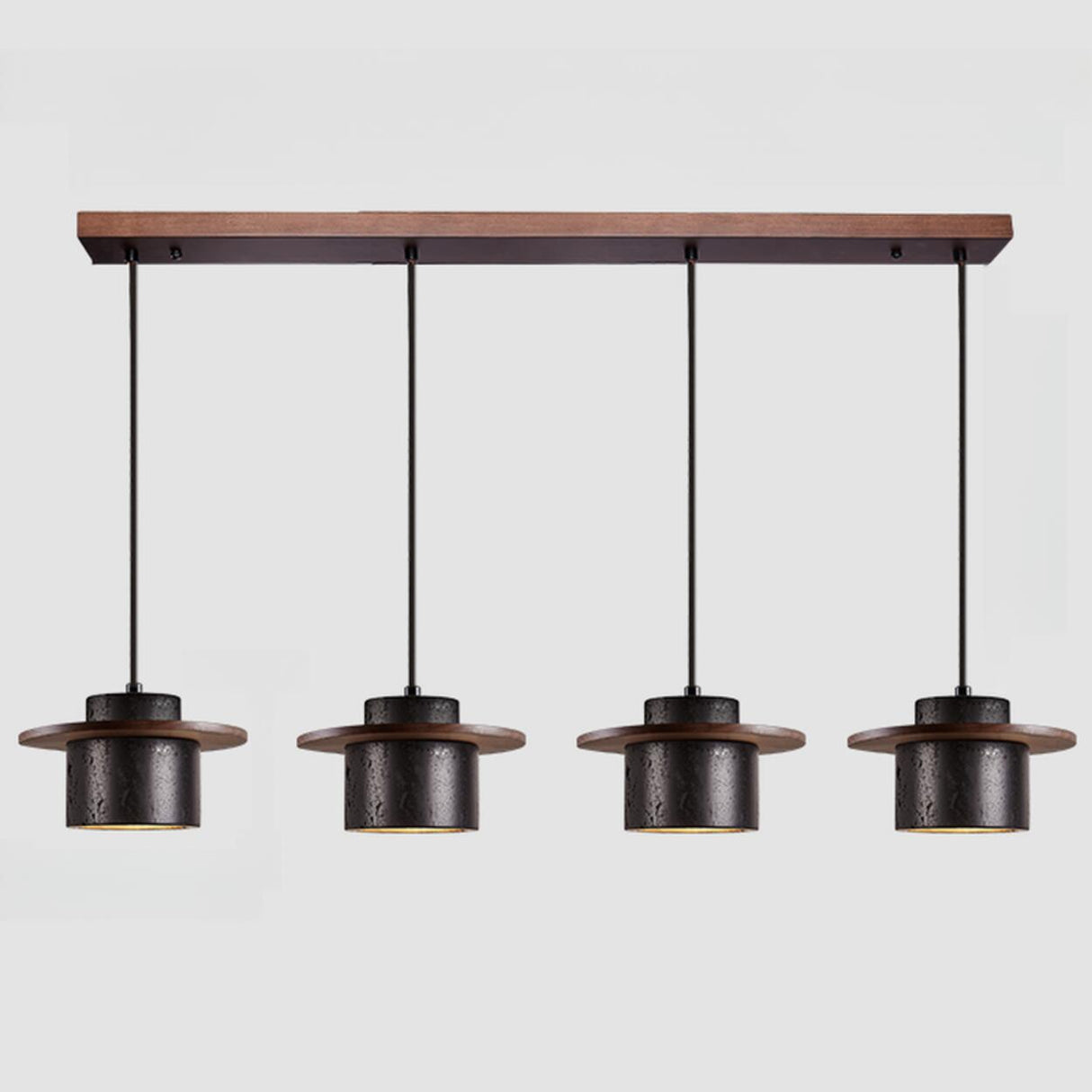 Modern Industrial Black Stone Cylinder Pendant Light Image - 9