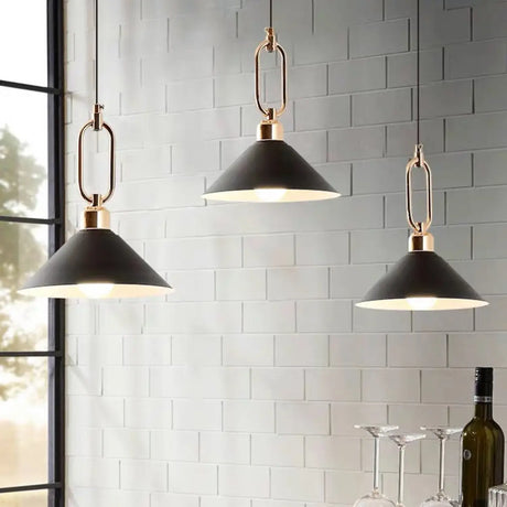 Modern Industrial Blue Metal Cone Dining Room Pendant Light Image - 2