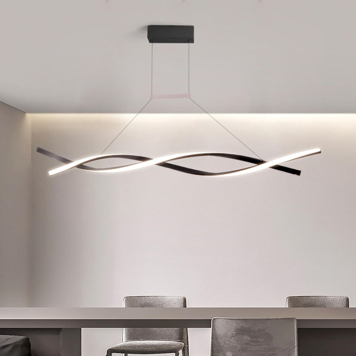 Modern Intertwined Design Wave Island Pendant Light Image - 1