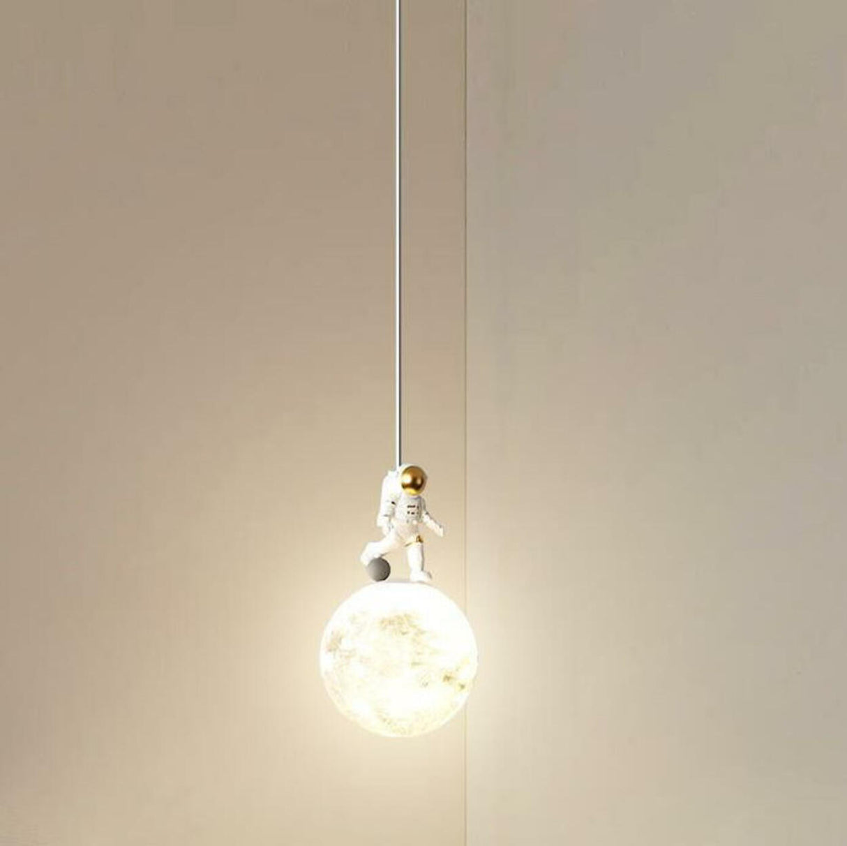 Modern Kids Astronaut Moon Pendant Lights Adjustable Cord Image - 7