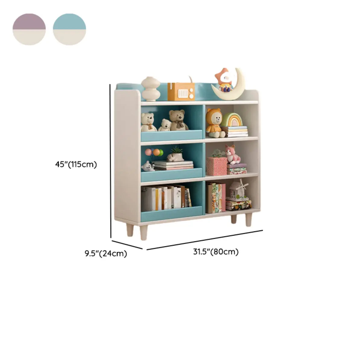 Modern Kids Closed Back Toy Organizer Wide Bookcase Image - 32