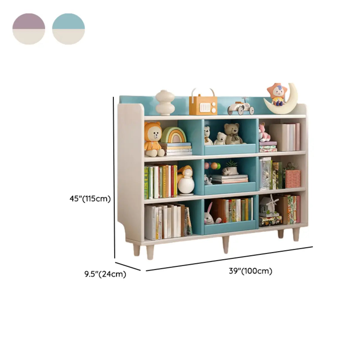 Modern Kids Closed Back Toy Organizer Wide Bookcase Image - 33