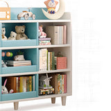 Modern Kids Closed Back Toy Organizer Wide Bookcase Image - 4