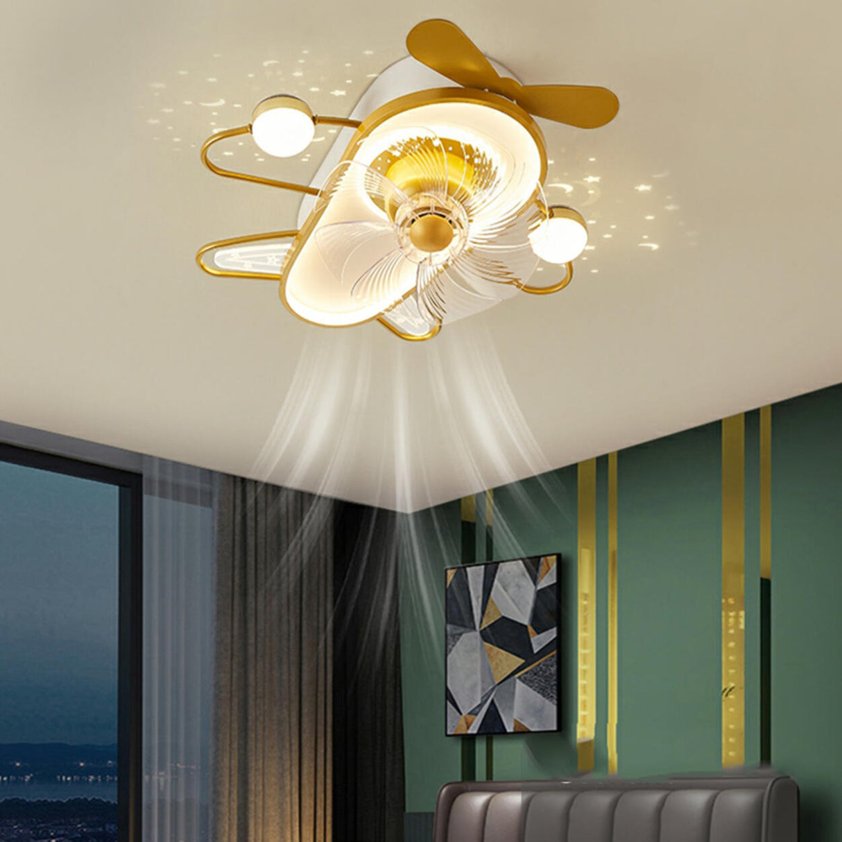 Modern Kids Room Airplane Ceiling Fan with LED Light Image - 10