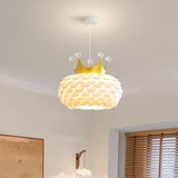 Modern Kids Room Crown Drum Petal Clear Pendant Light Image - 13