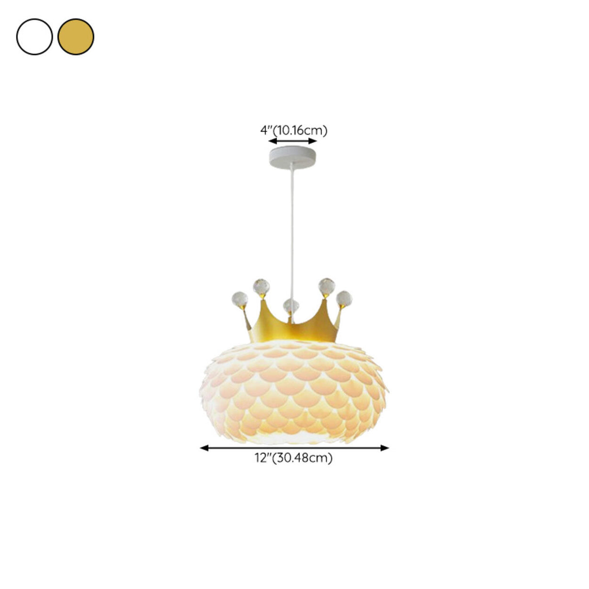 Modern Kids Room Crown Drum Petal Clear Pendant Light 