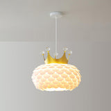 Modern Kids Room Crown Drum Petal Clear Pendant Light Image - 2