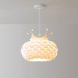 Modern Kids Room Crown Drum Petal Clear Pendant Light Image - 3