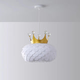 Modern Kids Room Crown Drum Petal Clear Pendant Light Image - 7