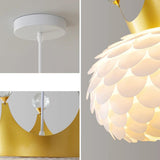 Modern Kids Room Crown Drum Petal Clear Pendant Light Image - 9