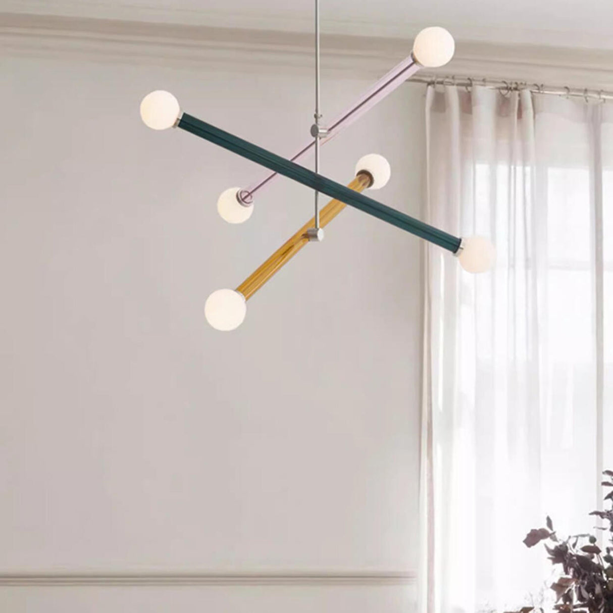 Modern Kids Room Multi Color Cast Iron Tube Chandelier Image - 2