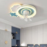 Modern Kids Room Round Ceiling Fan Light with Switch Image - 1