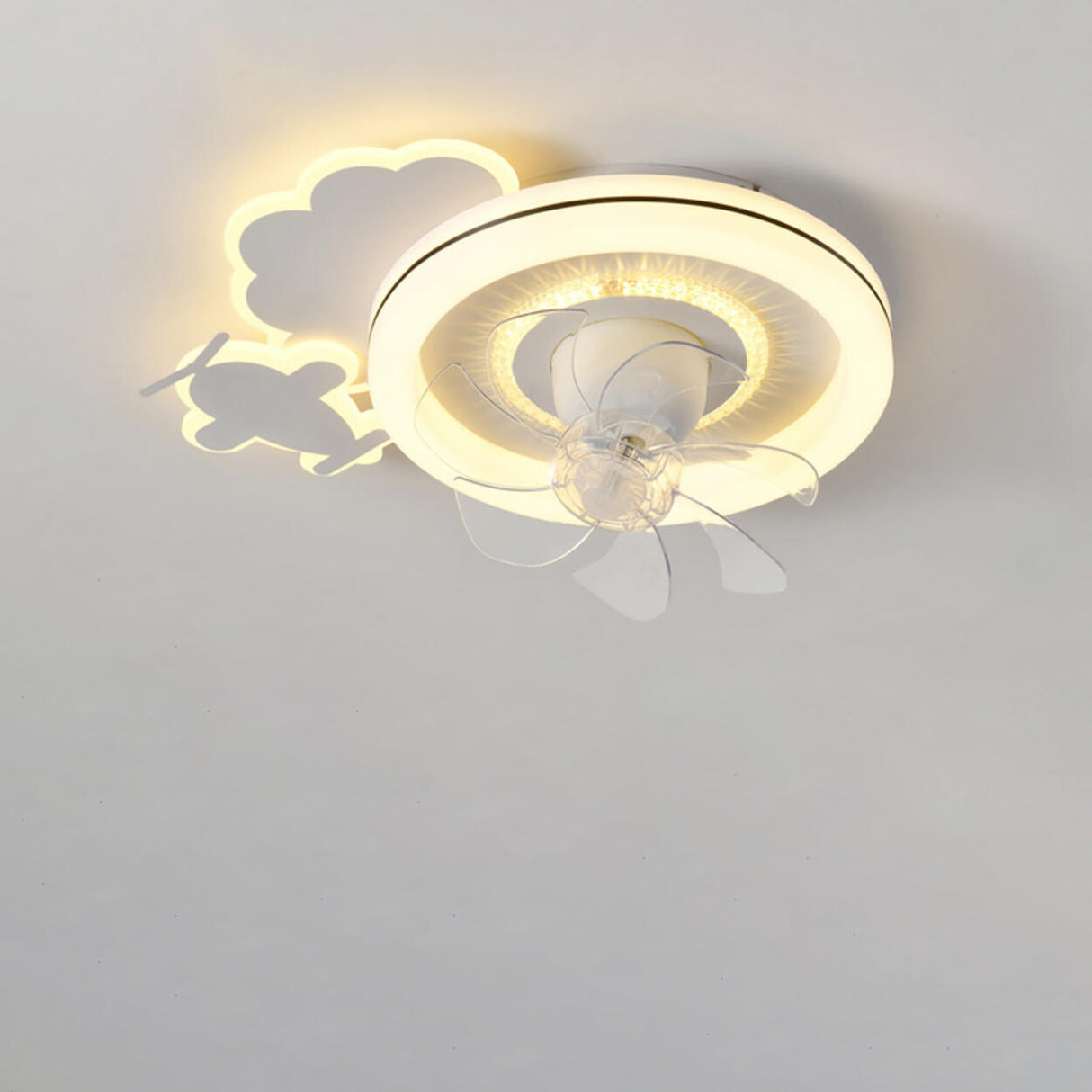 Modern Kids Room Round Ceiling Fan Light with Switch Image - 11