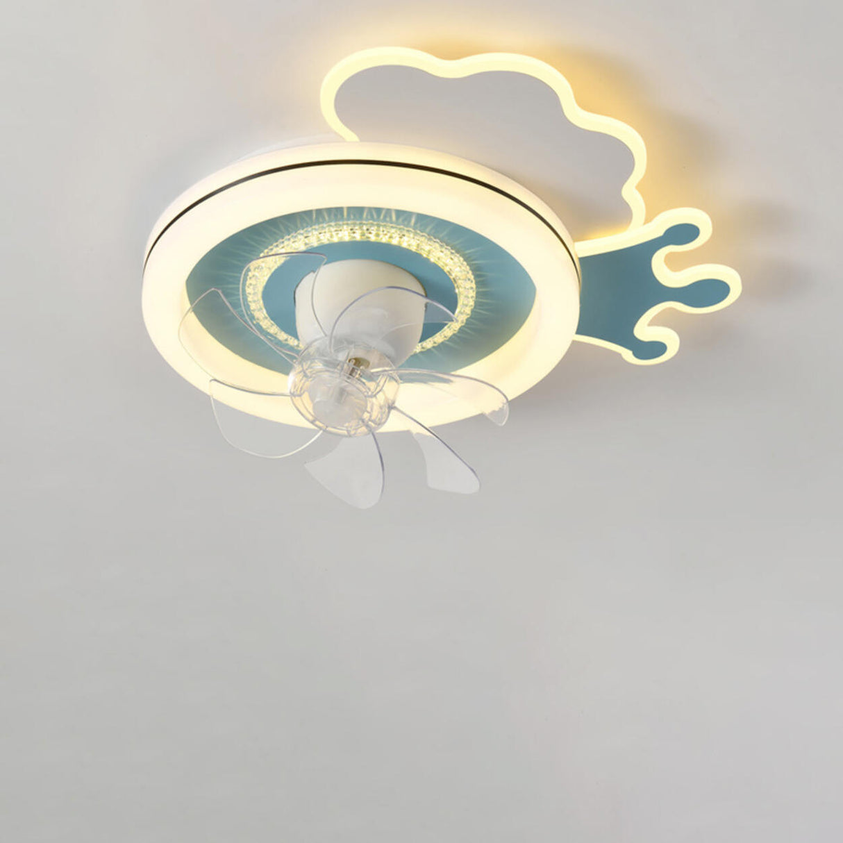 Modern Kids Room Round Ceiling Fan Light with Switch Image - 2