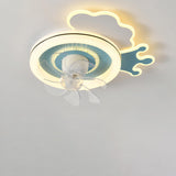 Modern Kids Room Round Ceiling Fan Light with Switch Image - 2