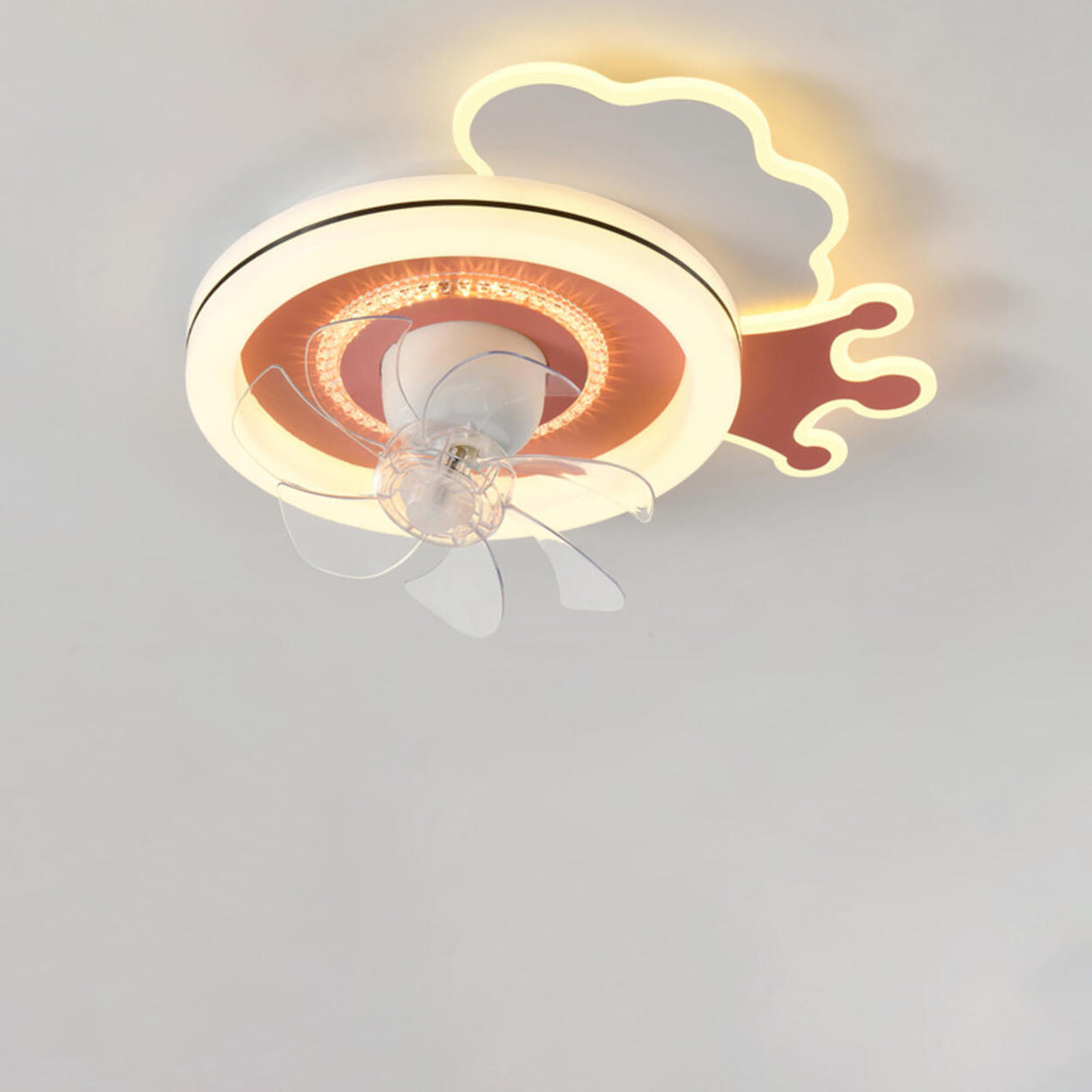 Modern Kids Room Round Ceiling Fan Light with Switch Image - 3