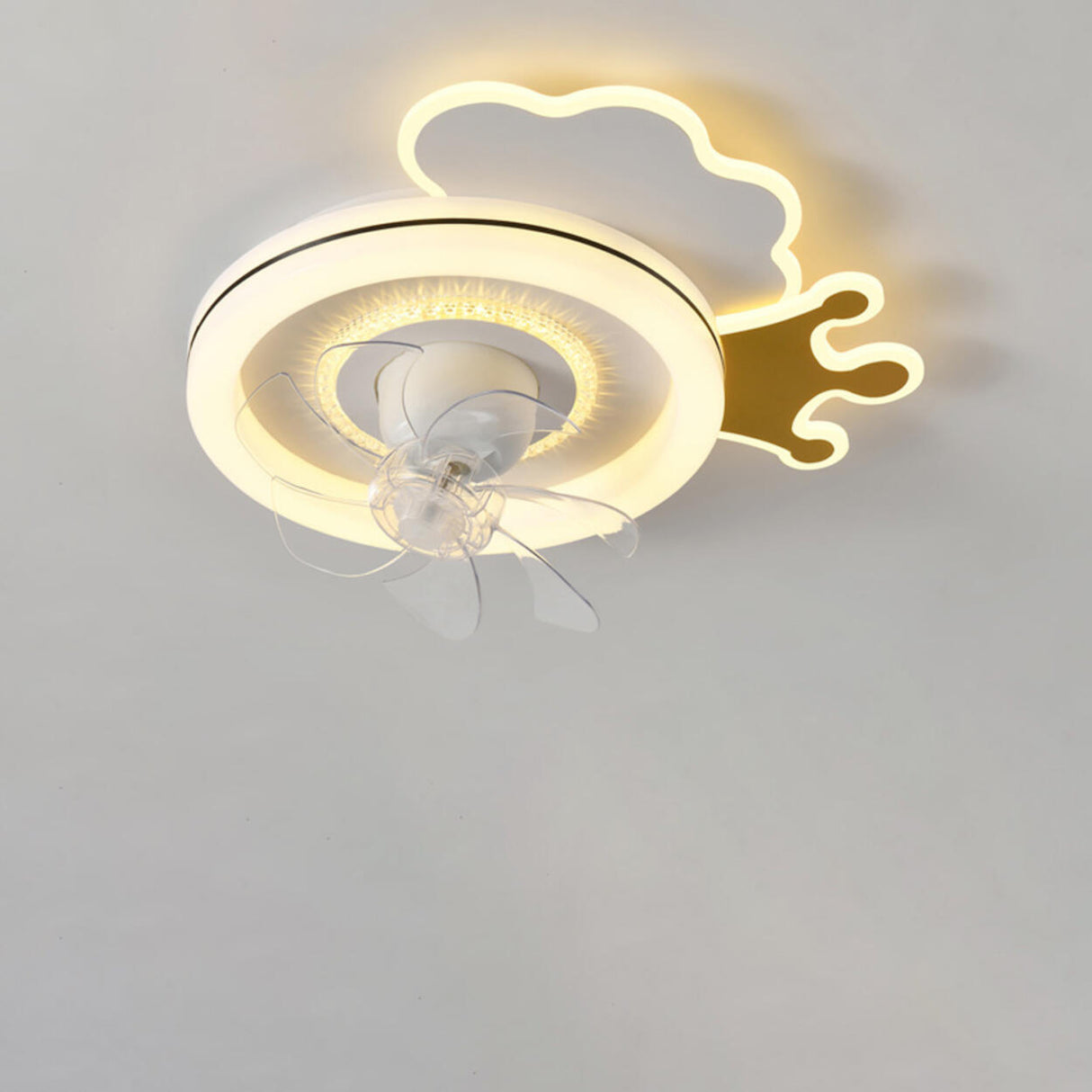 Modern Kids Room Round Ceiling Fan Light with Switch Image - 5