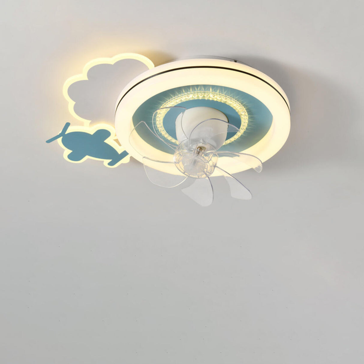 Modern Kids Room Round Ceiling Fan Light with Switch Image - 7