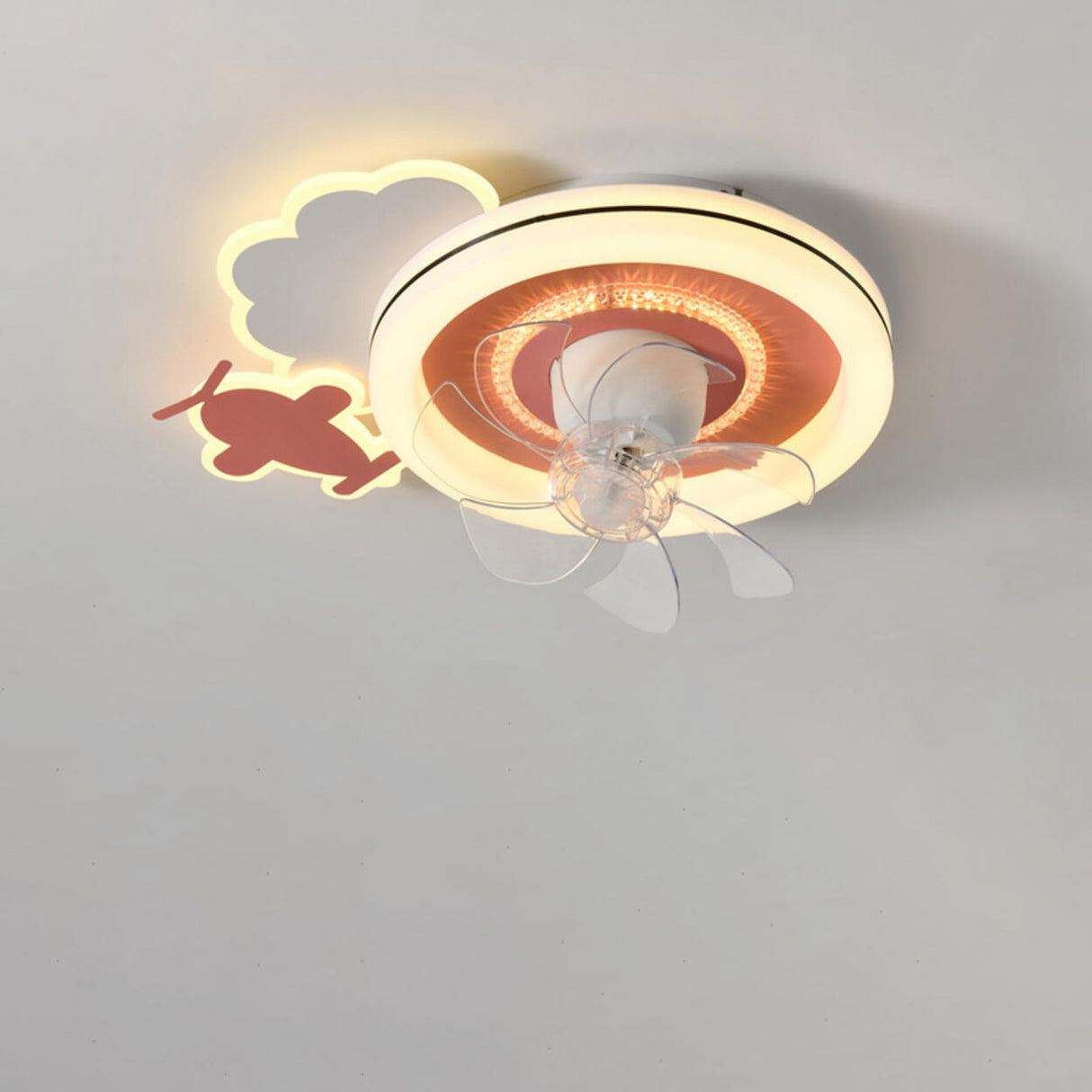 Modern Kids Room Round Ceiling Fan Light with Switch Image - 9