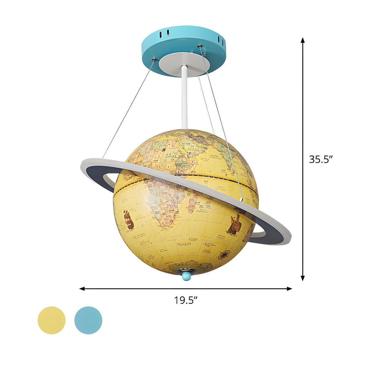 Modern Kids Room Yellow World Globe Saturn Ring Chandelier 