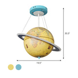 Modern Kids Room Yellow World Globe Saturn Ring Chandelier #size