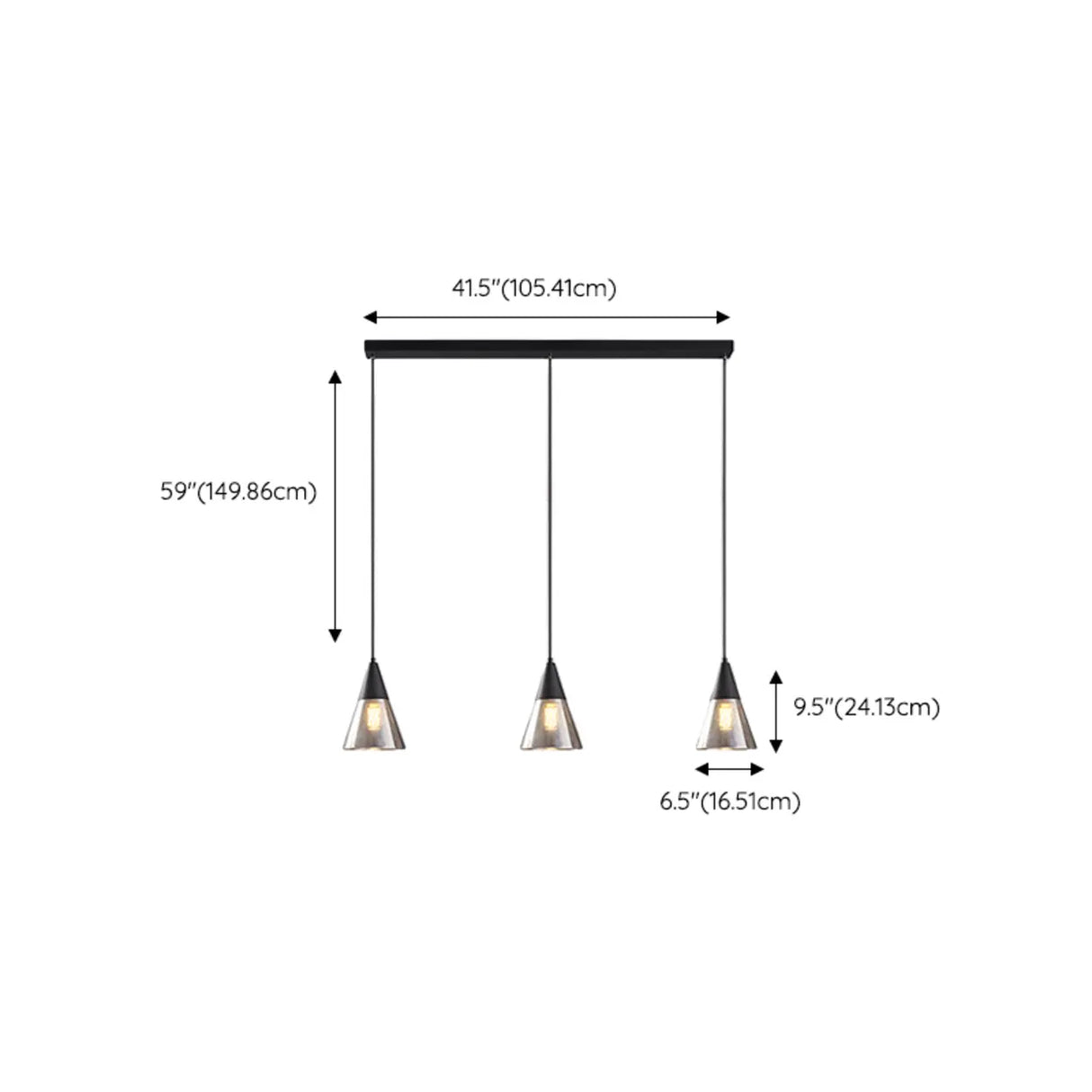 Modern Kitchen Black Cone Clear Glass Pendant Light Image - 10