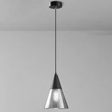 Modern Kitchen Black Cone Clear Glass Pendant Light Image - 2