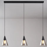 Modern Kitchen Black Cone Clear Glass Pendant Light Image - 3