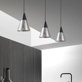 Modern Kitchen Black Cone Clear Glass Pendant Light Image - 4