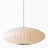 Modern Lantern Oval UFO White Silk Pendant Light Image - 10