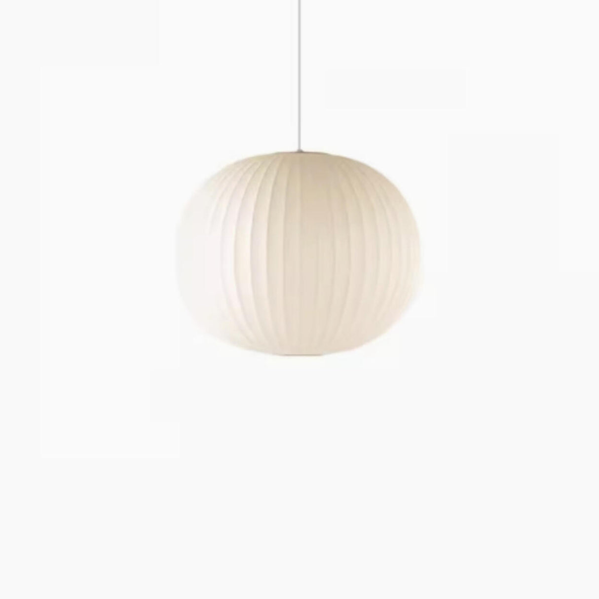 Modern Lantern Oval UFO White Silk Pendant Light Image - 11