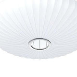 Modern Lantern Oval UFO White Silk Pendant Light Image - 12