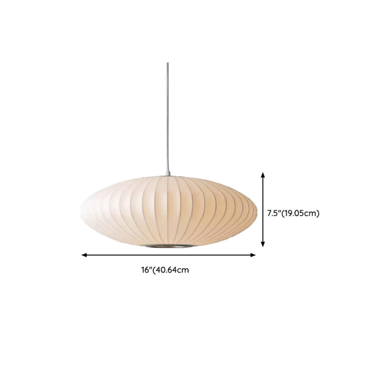 Modern Lantern Oval UFO White Silk Pendant Light 