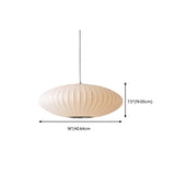 Modern Lantern Oval UFO White Silk Pendant Light #size