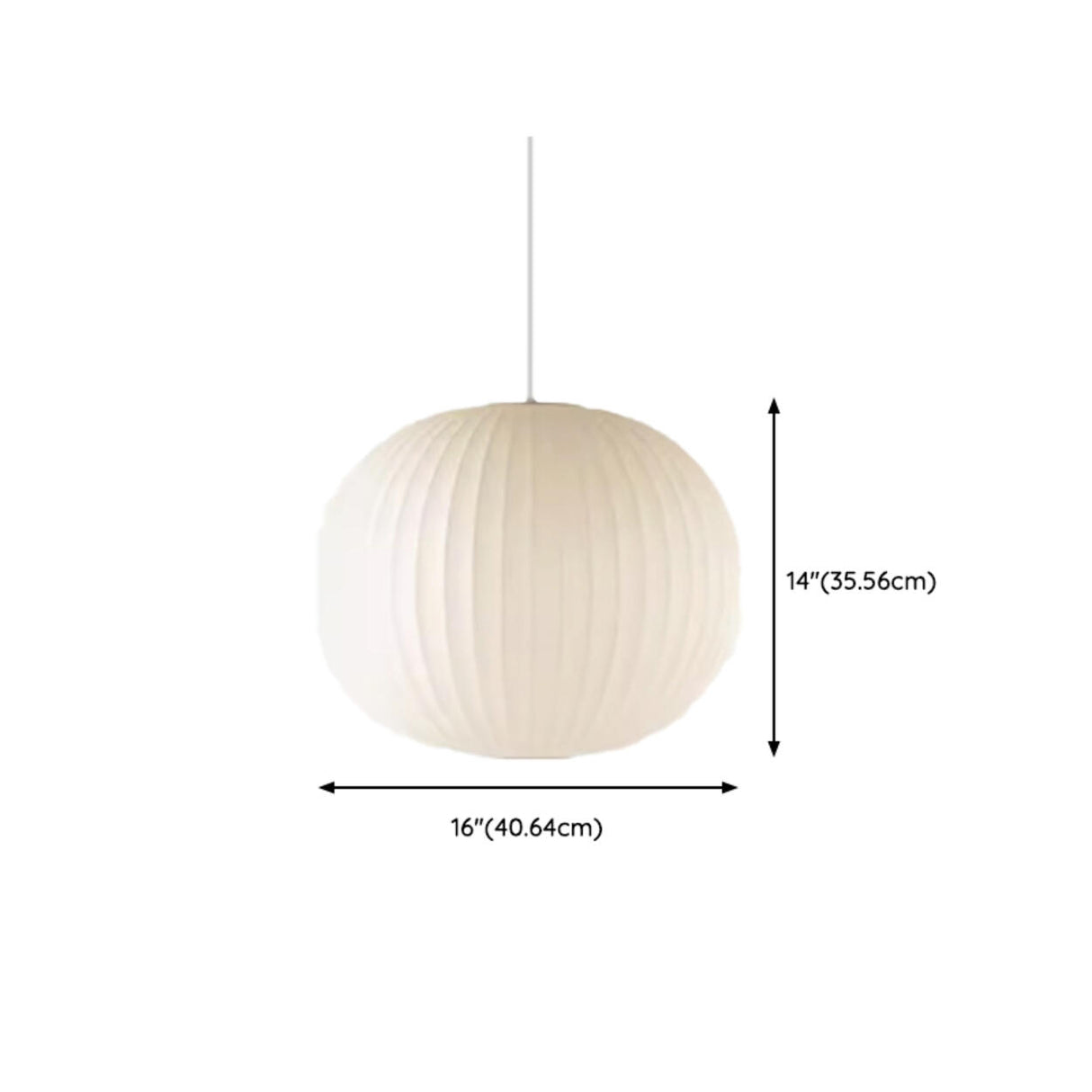 Modern Lantern Oval UFO White Silk Pendant Light Image - 17