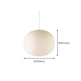 Modern Lantern Oval UFO White Silk Pendant Light Image - 19