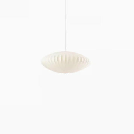 Modern Lantern Oval UFO White Silk Pendant Light Image - 2